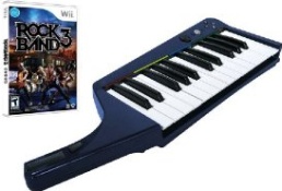 Clavier Pro Rock Band 3 sans fil + jeu Rock Band 3 (wii)