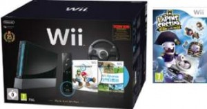 Pack Wii noire Mario Kart + Lapins Crétins Retour vers le passé Pack Wii noire Mario Kart + Lapins Crétins Retour vers le passé